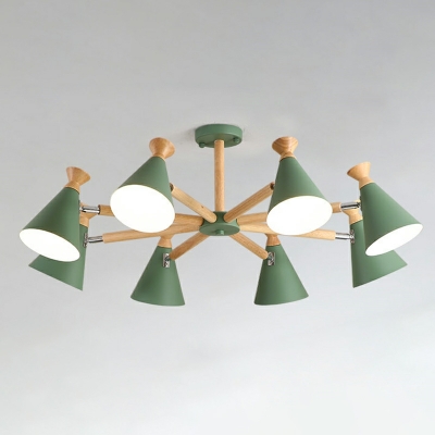 8-Light Chandelier Light Fixture Modernist Style Cone Shape Metal Hanging Lamp