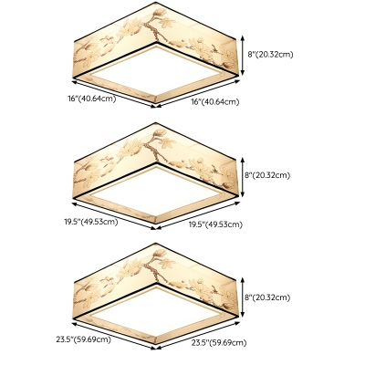 Beige Flower Flush Mount Ceiling Light Fixture Fabric Shade Flush Ceiling Lights
