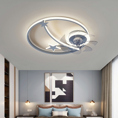 Moon and Star Ceiling Fans Metal with Acrylic Shade Fan Lighting
