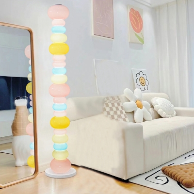 Multi-Color Glass Shade Standing Lamp LED Minimalistic Style Floor Light