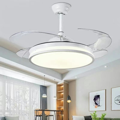 Round Shape Fan Lighting Metal with Acrylic Shade LED Ceiling Fan Light Fixture