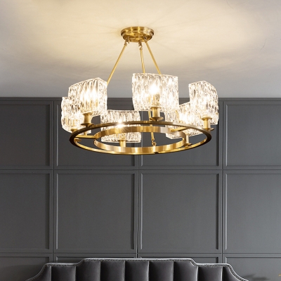 Wheel Crystal Chandelier Lighting Fixtures Modern Suspension Light for Living Room
