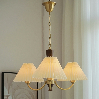Wood Chandelier Lighting Fixtures Modern Fabric Multi Pendant Light for Living Room