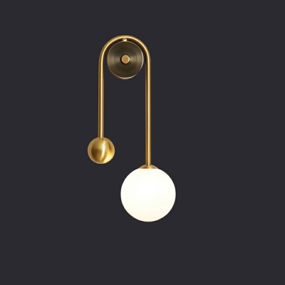 1-Light Sconce Lights Contemporary Style Globe Shape Metal Wall Mounted Lamps