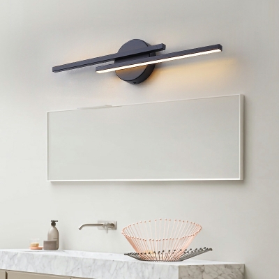 2-Light Vanity Lighting Linear Shape Wall Mounted Mirror Front for Bathroom