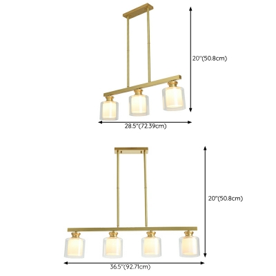 4-Light Down Lighting Minimalism Style Cylinder Shape Metal Hanging Pendant Lights
