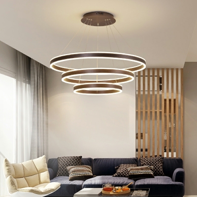 6-Light Chandelier Light Fixture Modernist Style Round Shape Metal Hanging Lamp