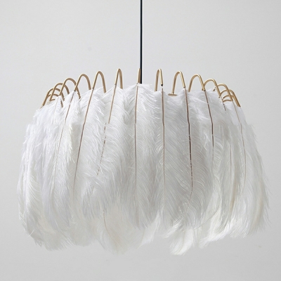 Hanging Ceiling Light Modern Style Feather Pendant Lighting for Living Room
