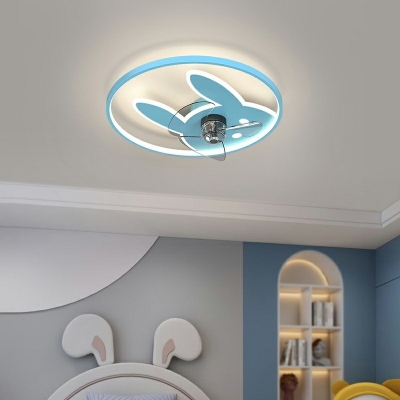 Rabbit Shape Flush Mount Ceiling Fans LED Fan Lighting for Kids' Bedroom