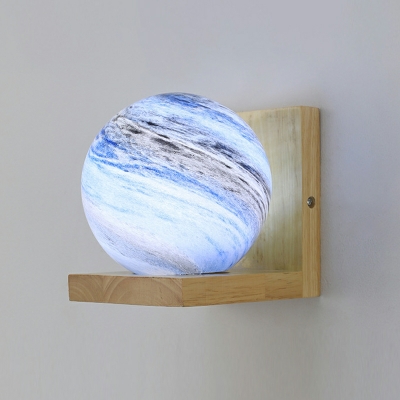 Wood & Glass Sconce Light Fixture Single Head Wall Mounted Light Fixture