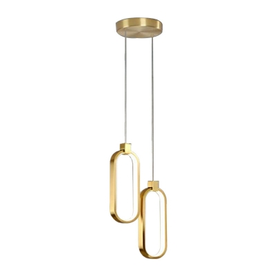 2-Light Hanging Lamp Kit Minimalism Style Oval Shape Metal Pendant Ceiling Lights