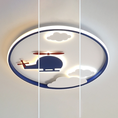 3-Light Flush Light Fixtures Kids Style Airplane Shape Metal Ceiling Mounted Lights