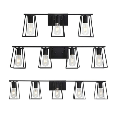 3-Light Wall Mount Lighting Warehouse Style Geometric Shape Metal Sconce Light Fixtures