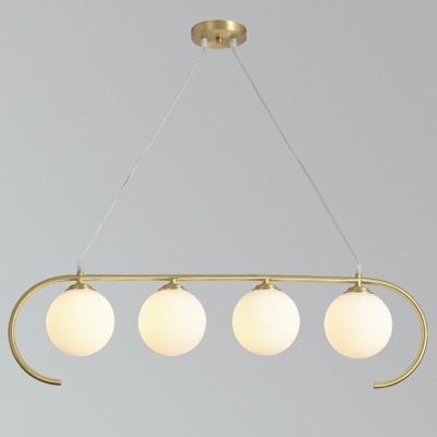 4-Light Island Lighting Ideas Modernist Style Ball Shape Metal Pendant Ceiling Lights