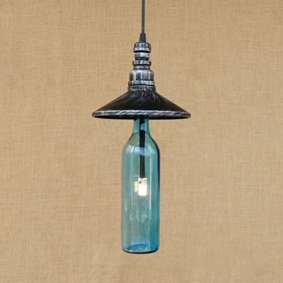Bottle Shape Pendant Lighting Fixture with Glass Shade Hanging Lamp