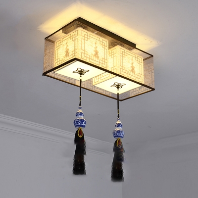Classic Flush Mount Ceiling Light Fixture with Fabric Shade Flush Ceiling Light in Black