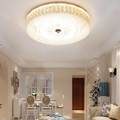 Drum Crystal Flush Mount Light Fixture Modern Minimalist Ceiling Light Fixture for Living Room