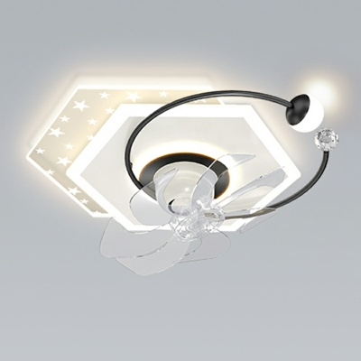 Modern Geometrical Flush Mount Ceiling Light Fixtures Acrylic Ceiling Mounted Fan Light