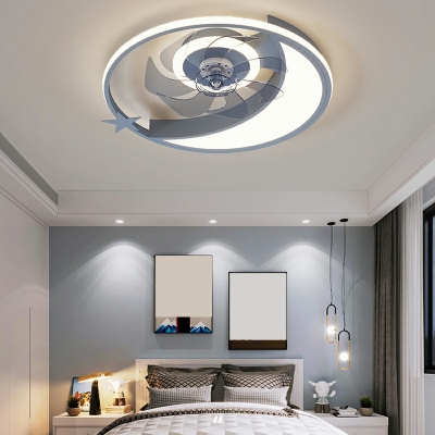 Moon & Star Shape Ceiling Fans LED with Acrylic Shade Fan Lighting for Kid's Bedroom