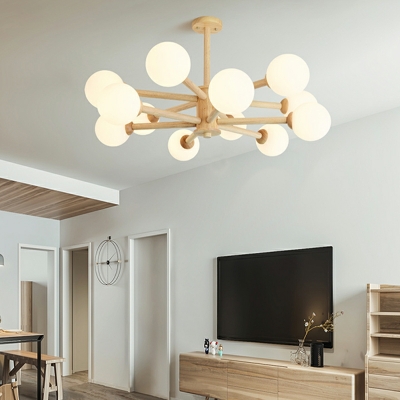 Nordic Style Wood Ceiling Pendant Light Modern Chandelier Light Fixture for Living Room