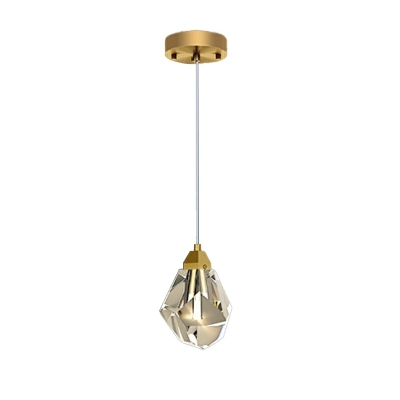 Single Head Crystal Hanging Ceiling Light Brass Modern Farmhouse Pendant Lighting