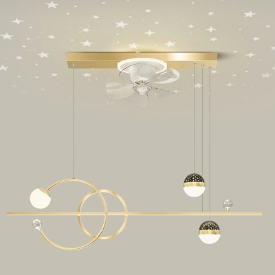 Ultra-modern Geometric Chandelier Lighting Fixtures Metallic Island Pendant Fan Lights
