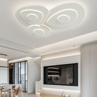 White Flush Light Fixtures Modern Style Metal Flush Mount Fan Lamps for Living Room