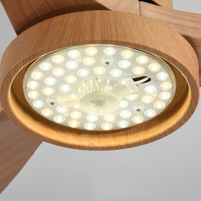Wooden Fan Lighting Minimalistic Style LED with Acrylic Shade Ceiling Fans