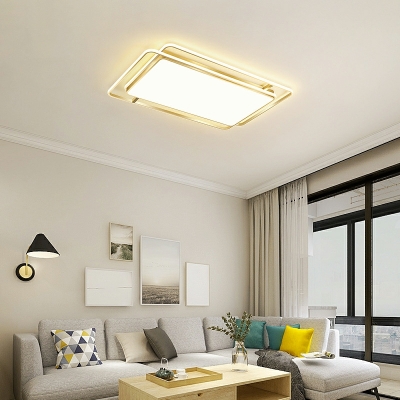3-Light Flush Light Fixtures Contemporary Style Geometric Shape Metal Ceiling Mounted Lights