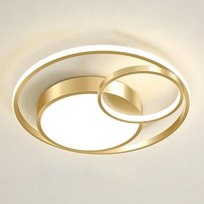 3-Round Flush Mount Light Fixture LED Contemporary Flush Mount Ceiling Light in Gold
