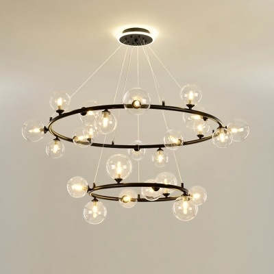 39.5 Inch Height Chandelier Lighting Fixtures with Glass Shade Hanging Lights