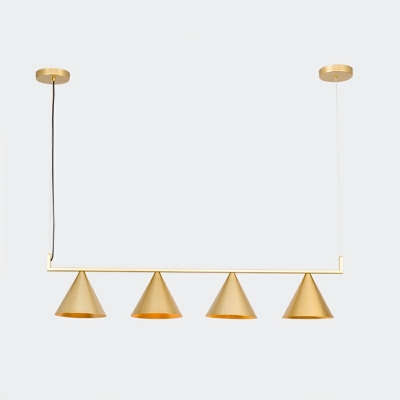 4-Light Hanging Lamp Kit Minimalism Style Cone Shape Metal Down Lighting Pendant