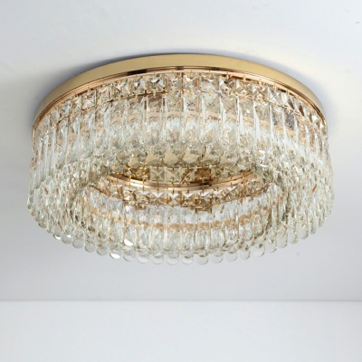 6-Light Flush Light Fixtures Modern Style Round Shape Crystal Ceiling Mounted Lights
