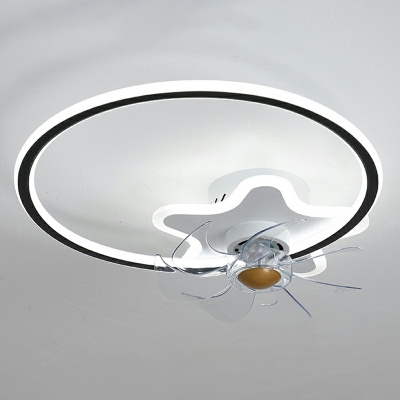 Acrylic Shade Ceiling Fans Ring Shape LED Contemporary Fan Lighting