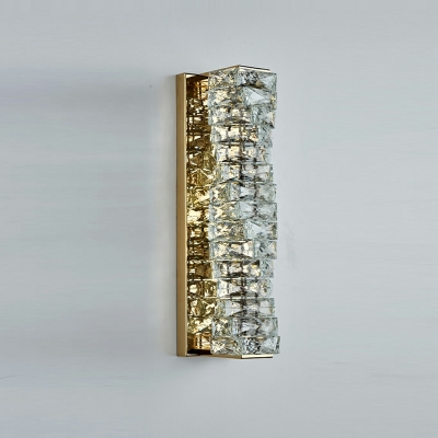 Art Deco Cylinder Wall Mounted Light Fixture Metallic and Crystal Wall Light Sconces