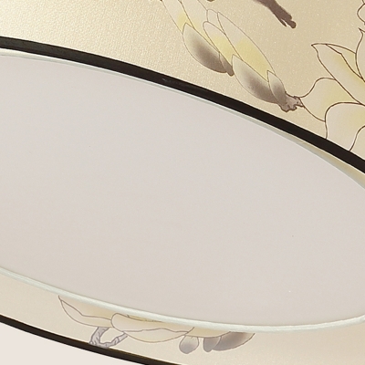 Beige Flower Flush Mount Ceiling Light Fixture Fabric Shade Flush Ceiling Lights
