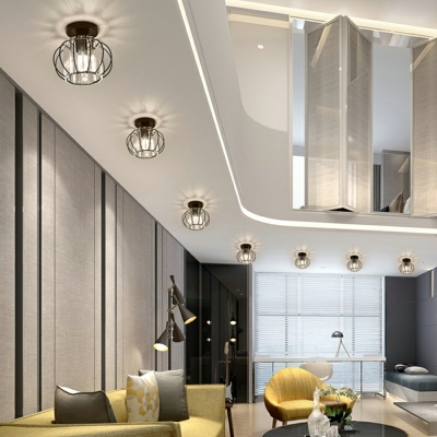 Crystal Ceiling Flush Mount Lights Modern Globe Semi Flush Light Fixtures for Living Room