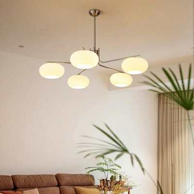 Drum Glass Chandelier Lighting Fixtures Industrial Vintage Hanging Ceiling Lights for Living Room