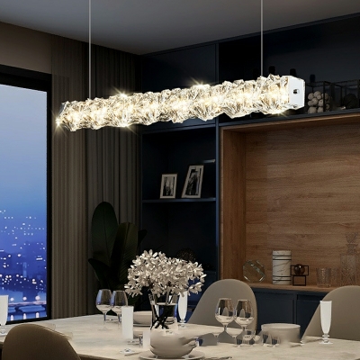 Island Light Fixture Modern Style Crystal Flush Mount Chandelier for Living Room