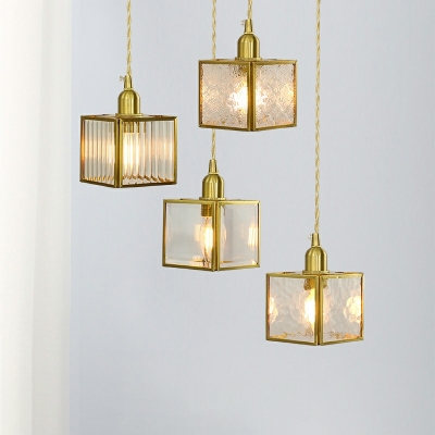 1-Light Ceiling Lamp Minimalism Style Square Shape Metal Hanging Light Fixtures
