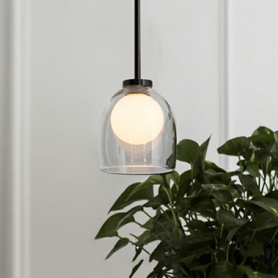 1-Light Suspension Lamp Minimalism Style Geometric Shape Glass Hanging Ceiling Light