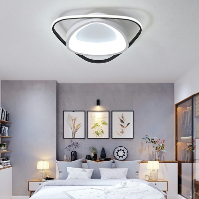 2-Light Flush Light Fixtures Contemporary Style Triangle Shape Metal Ceiling Mounted Lights