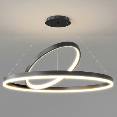2-Light Hanging Lamp Kit Minimalism Style Ring Shape Metal Pendant Ceiling Lights