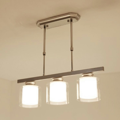 4-Light Ceiling Lamp Minimalism Style Cylinder Shape Metal Hanging Light Fixtures