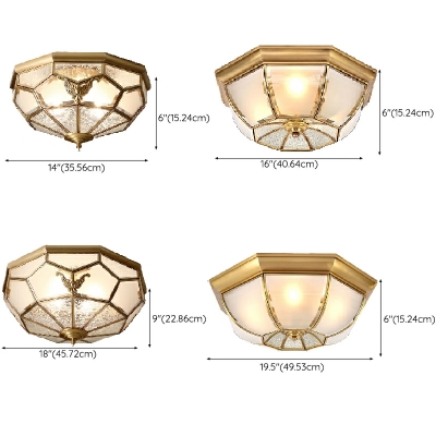 4-Light Ceiling Mounted Lights Traditional Style Dome Shape Metal Flush Light Fixtures