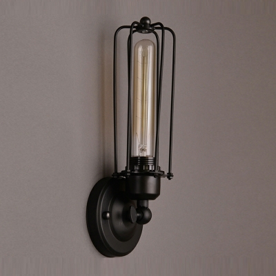 Black Wall Sconce Fixture Light with Cage Shade Wall Light Lamp Sconce
