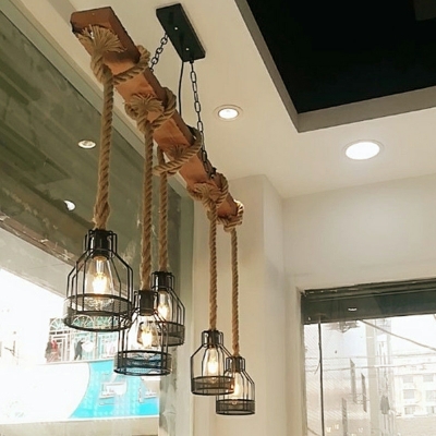Coffee Bar Chandelier Light Fixtures Wood Hanging Pendant Lights