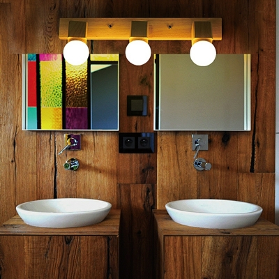 Contemporary Bathroom Vanity Lights Wooden Wall Mounted Lighting