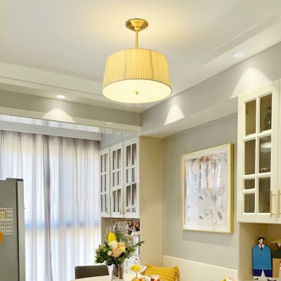 Traditional Flush Mount Ceiling Lighting Fixture Fabric Semi Flush Mount for Living Room