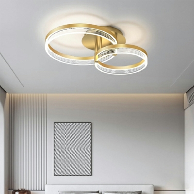 1-Light Semi Flush Light Fixtures Minimalistic Style Ring Shape Metal Ceiling Mounted Lights